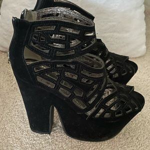 Womens stacked open toe heel